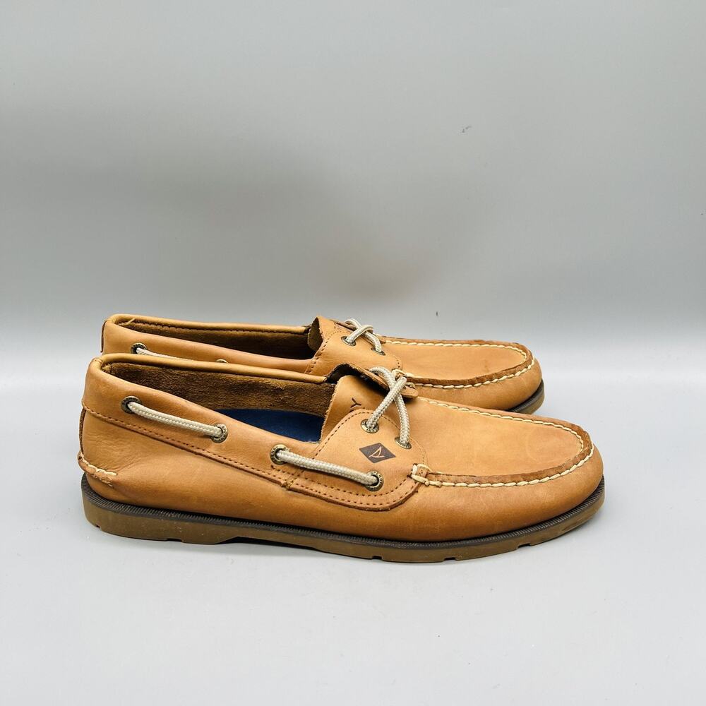 Sperry Shoes Mens 9 Brown Leather Top Sider Boat Deck Moc Toe Casual Comfort - Picture 1 of 11